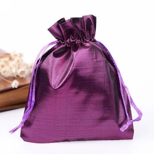 NBEADS 10 Pcs 472x354 Inch Purple Rectangle Cloth Gift Bags Samples Pouches Drawstring Bags Jewelry Pouches Favor Bags