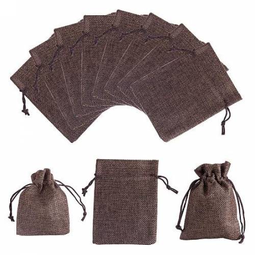 NBEADS 10 Pcs 47x35 Inch DeepCoffee Burlap Drawstring Bags Wedding Party Favors Jewelry Pouches Candy Gift Bags