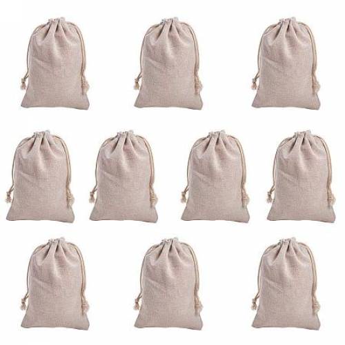 NBEADS 10 Pcs 67x47 Inch Wheat Cotton Gift Bags Samples Pouches Drawstring Bags Jewelry Pouches Favor Bags