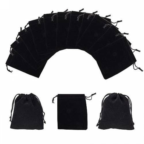 NBEADS Pack of 50 Black Velvet Drawstring Pouches Wedding Favor Jewelry Gift Bags 39