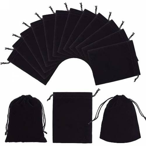 PandaHall Elite 30 Pack Velvet Bags with Drawstring Velvet Jewelry Pouches Bags 47X 59in Black Velvet Cloth Drawstring Bags for Jewelry Bracelets...